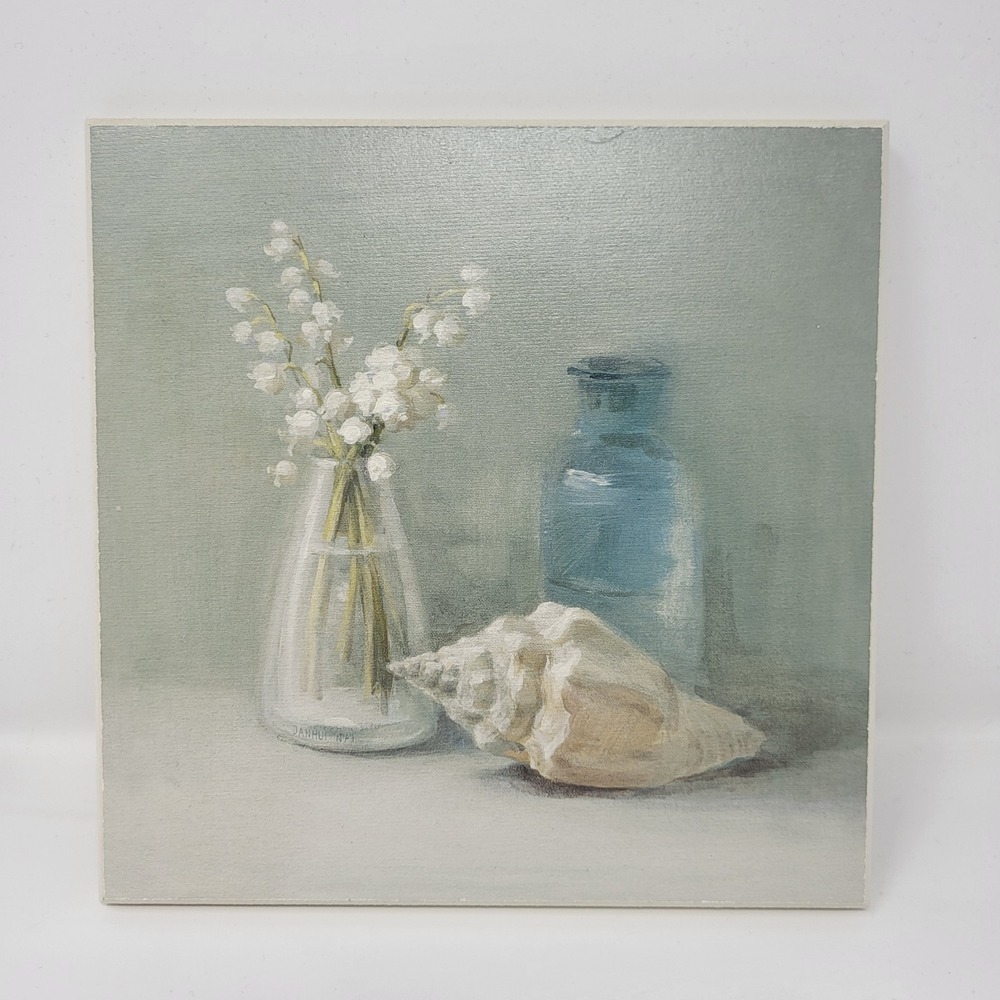Danhui Nai Lily Of The Valley 8" X 8" Wood Beach Coastal Spa Wall Art Decor